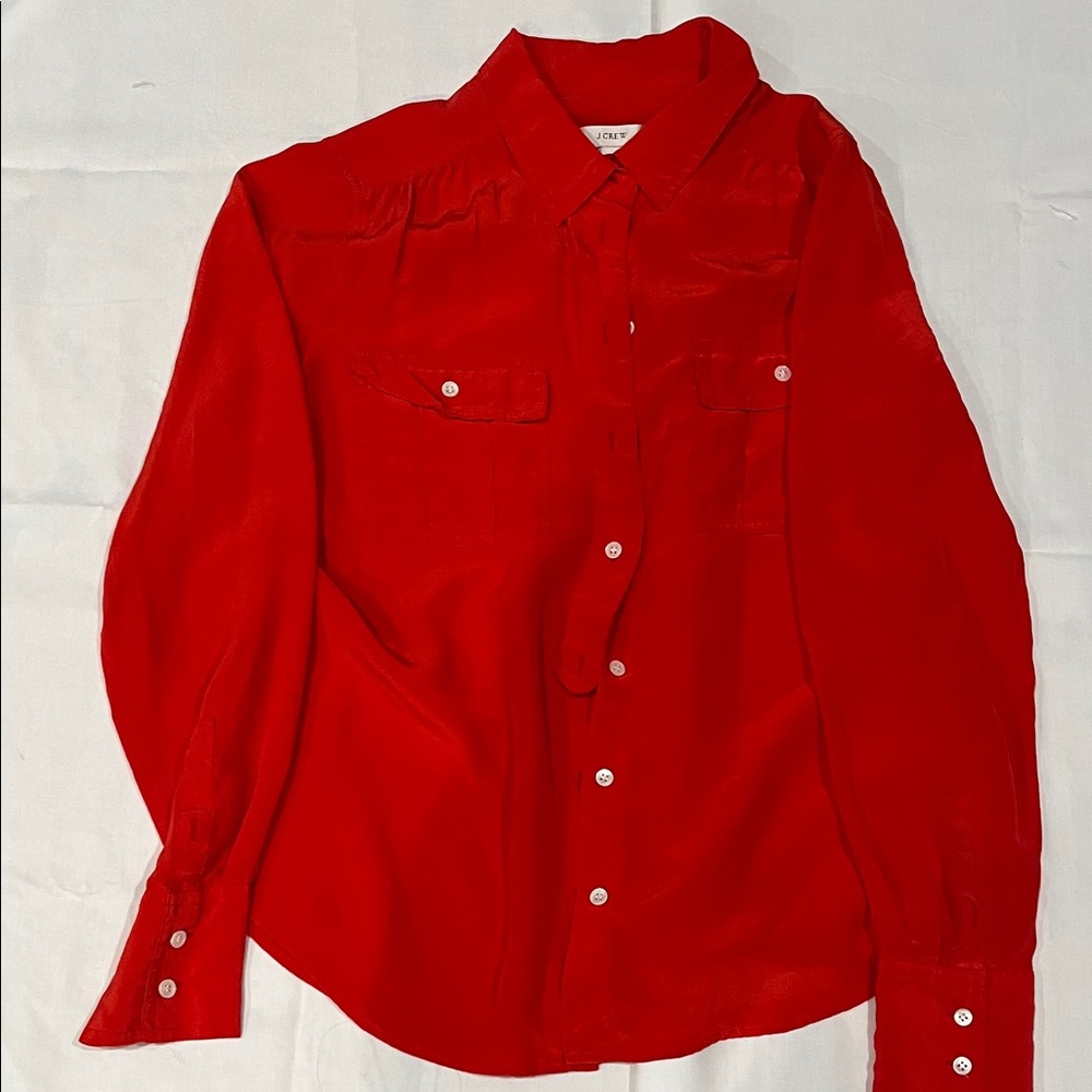 J. Crew Vibrant Red Casual Button Down Shirt